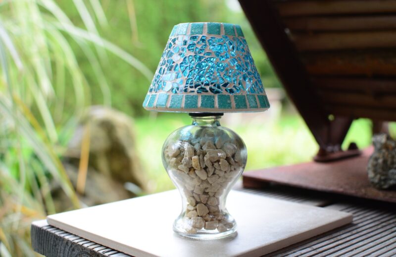 Mosaik Teelichtlampe türkis/creme