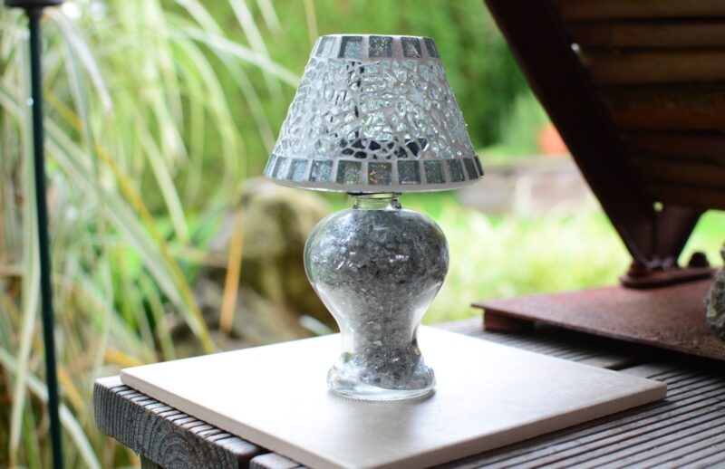 Mosaik Teelichtlampe transparent/glitzer