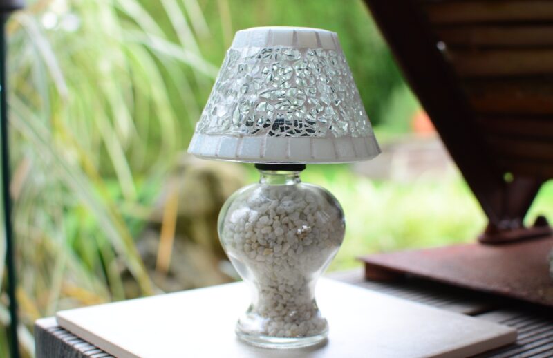 Mosaik Teelichtlampe transparent/weiß-2