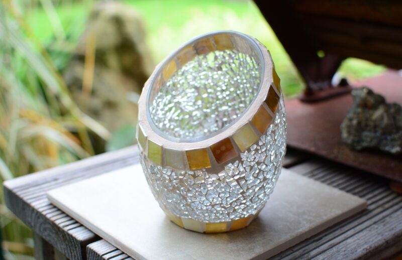 Windlicht oval beige/transparent