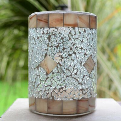 Glasmosaik Windlicht Vase marmoriert und transparent