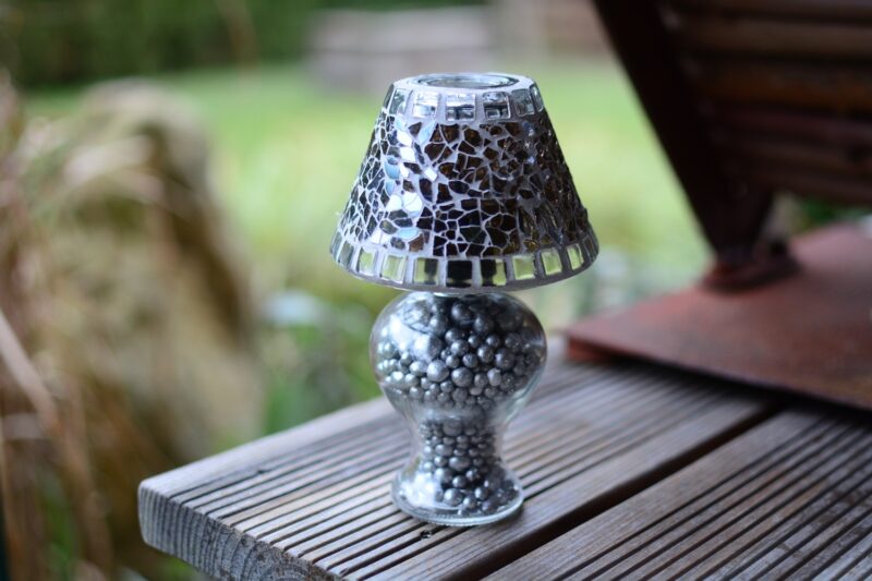 Mosaik Teelichtlampe grau/transparent