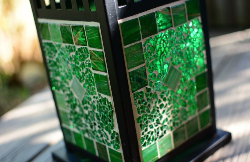 Mosaik Laterne schwarz grau/grünmix – Bild 2
