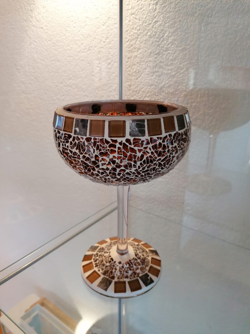 Mosaik Teelichtglas braun/beige