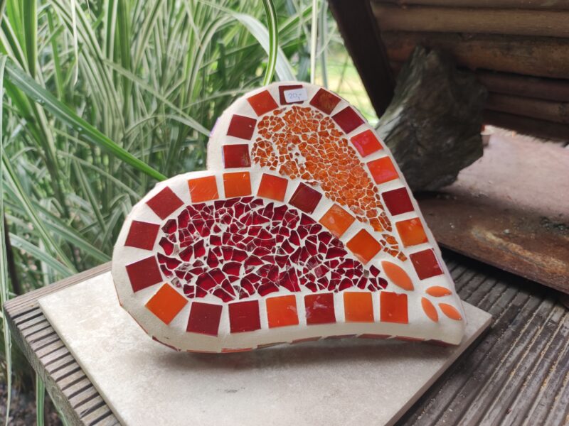 Mosaik Herz orangemix/rot