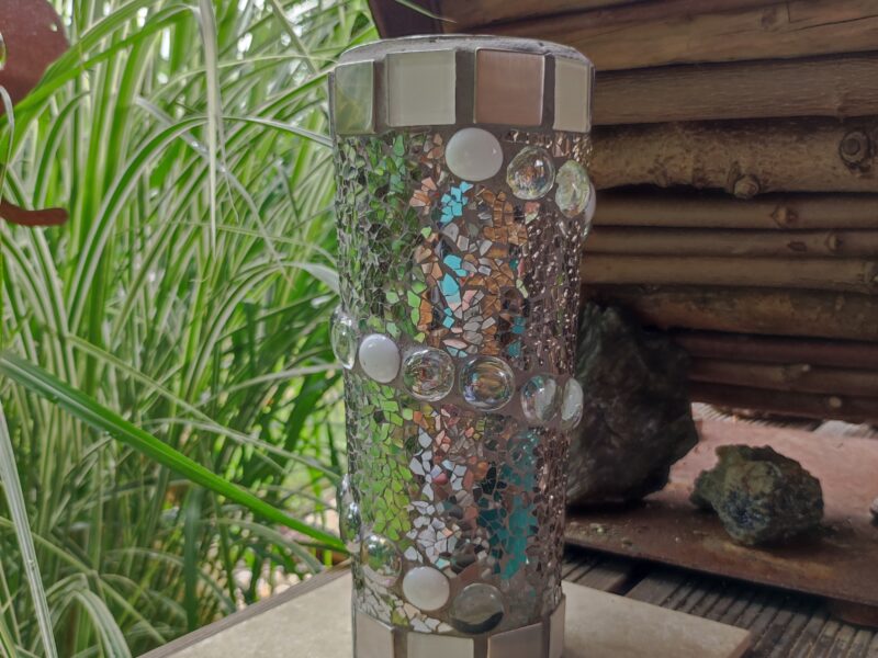 Vase grau/weiß/transparent