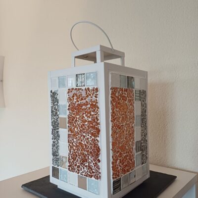 Mosaiklaterne "Morgentau" 1 orange/grau