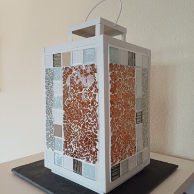 Mosaiklaterne "Morgentau" 2 orange/transparent