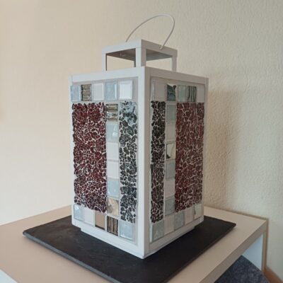 Mosaiklaterne "Rotfunkeln" 1 rot/grau