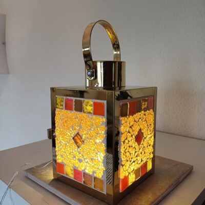 Mosaiklaterne "Abendgold" mini 2 orange/gold