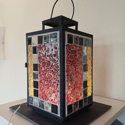 Mosaiklaterne "Rotfunkeln" 3 rot/orange