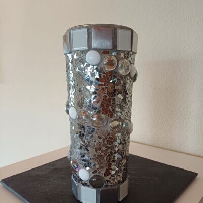 Vase grau/weiß/transparent