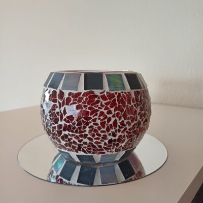 Mosaik Lichtkugel • Mini •  rot/grau 1
