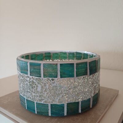 Mosaik Lichtschale türkis/transparent