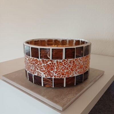 Mosaik Windlicht orange/braun