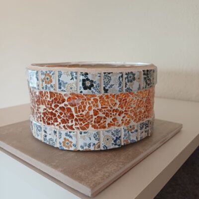 Mosaik Lichtschale orange/blume