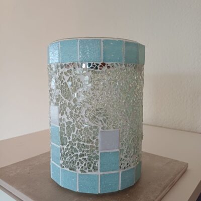 Mosaik Windlicht/Vase • himmelblau