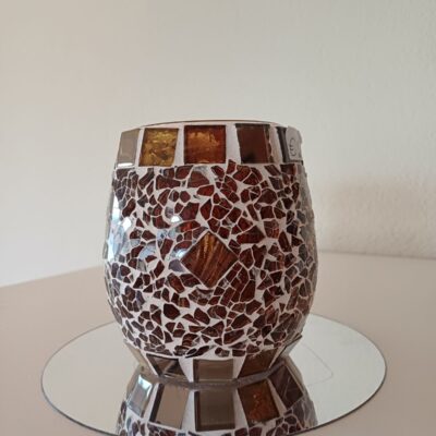 Mosaik Windlicht • abendgold oval