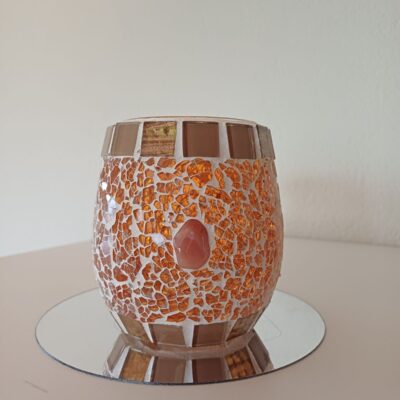 Mosaik Windlicht • orange Karneol oval