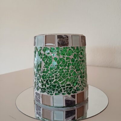 Mosaik Teelichtglas • mittel • grün