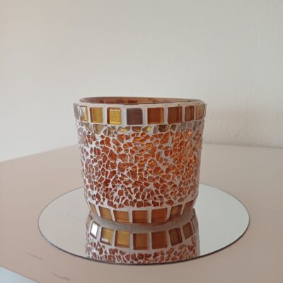 Mosaik Teelichtglas • mittel • orangegold