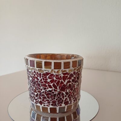 Mosaik Teelichtglas • mittel • rotgold