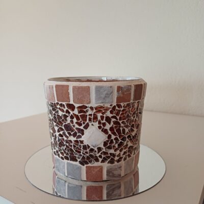 Mosaik Teelichtglas • mittel • braun terrakotta