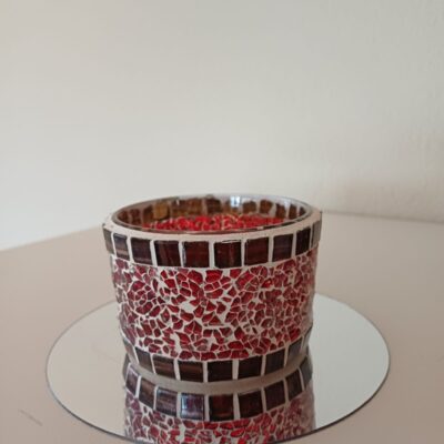Mosaik Teelichtglas • mittel • rot/braun