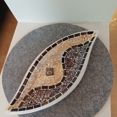 Mosaik Designteller "Goldstück" gold/bordeaux