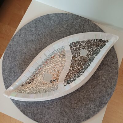 Mosaik Designteller "Schneefunkeln" silber/grau