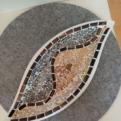 Mosaik Designteller "Tigerauge" gold/grau